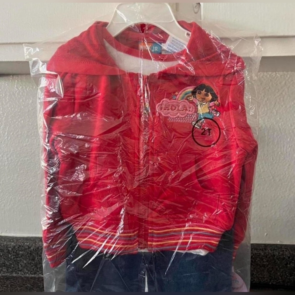 Vintage Y2K Dora The Explorer 3pc Outfit Jeans Top Hoodie 2007 Nick Jr NWT